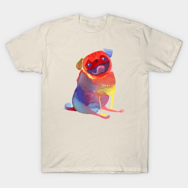 Rainbow Watercolor Pug T-Shirt by Inkpug